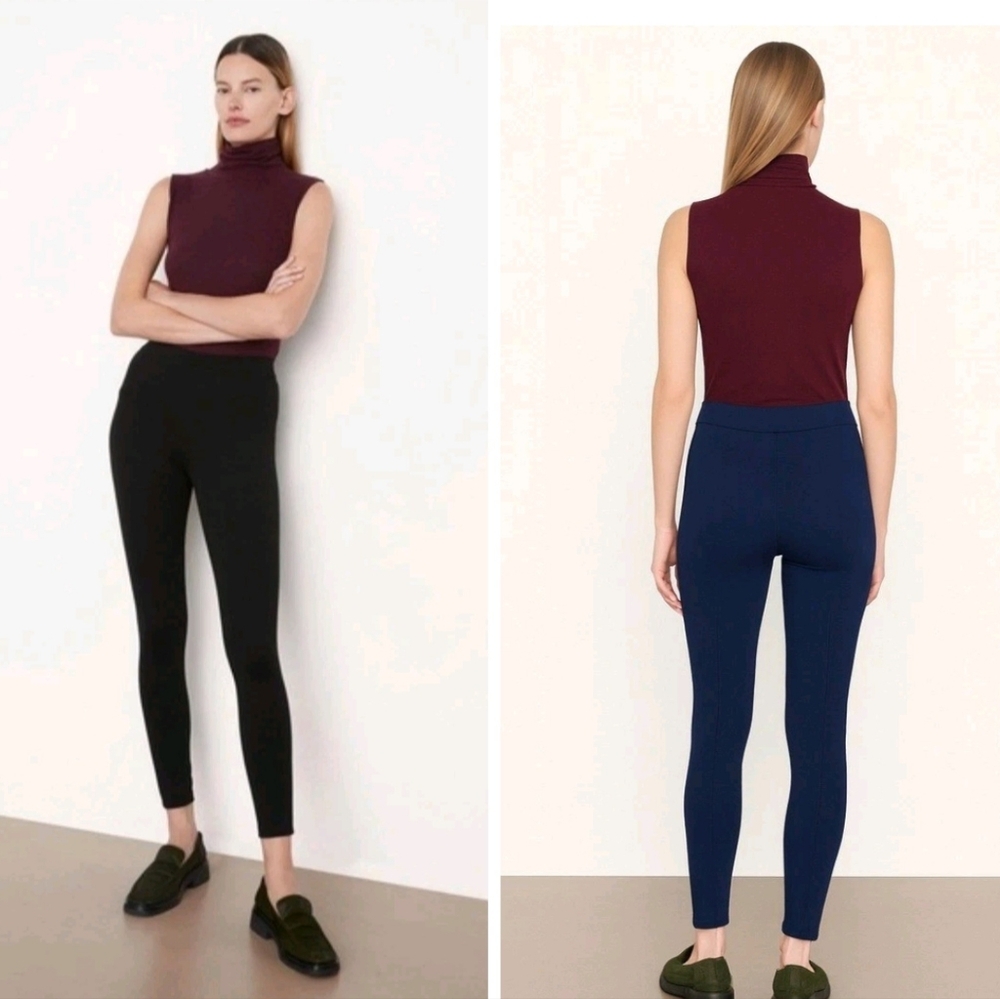 VINCE Classic Pull-On Stretch Dark Navy Leggings Pants Preppy Minimalist Size L